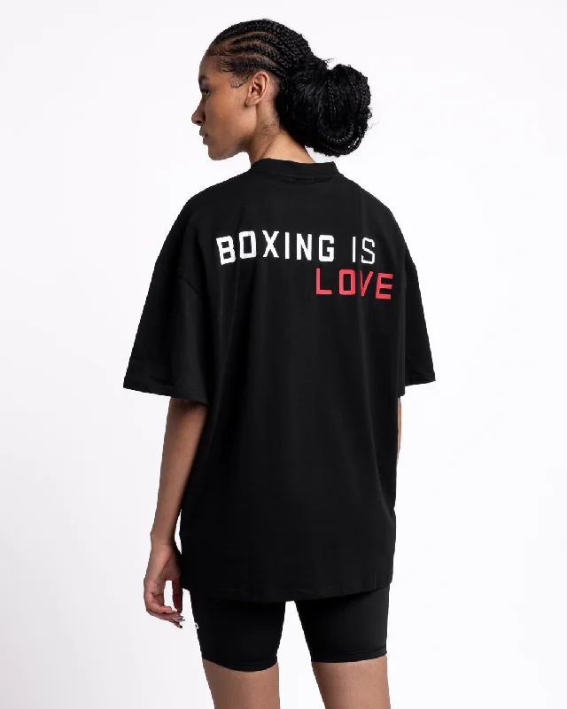 Boxing is Love Oversized T-Shirt - Black Polka Dot Checkered Tartan