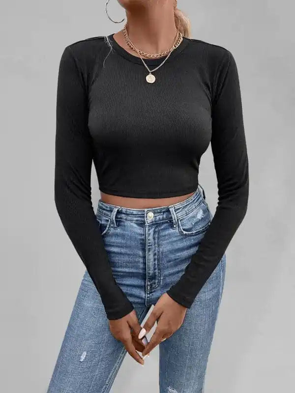 Women’s Knitted Sexy Open Waist Contrast Color Long Sleeve T-Shirt Hooded Caped Shawl Collar Women’s Knitted Sexy Open Waist Contrast Color Long Sleeve T-Shirt Hooded Caped Shawl Collar