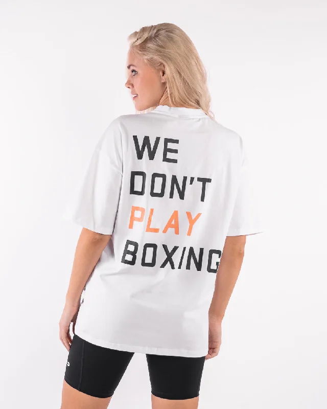 We Don't Play Boxing Oversized T-Shirt - White Wool Fabric Cashmere Fabric Tweed Fabric We Don't Play Boxing Oversized T-Shirt - White Wool Fabric Cashmere Fabric Tweed Fabric
