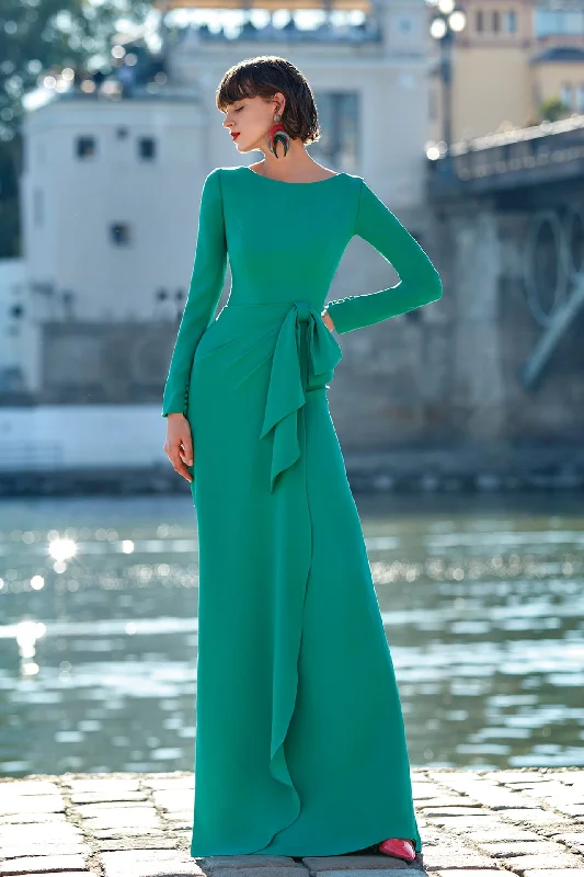 Bow on waist crepe dress Tunics Fall fleece