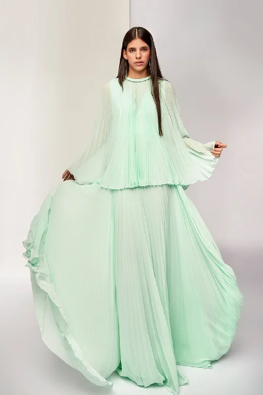 Cape shape bodice pleated flowy gown Tunics Bestseller popular