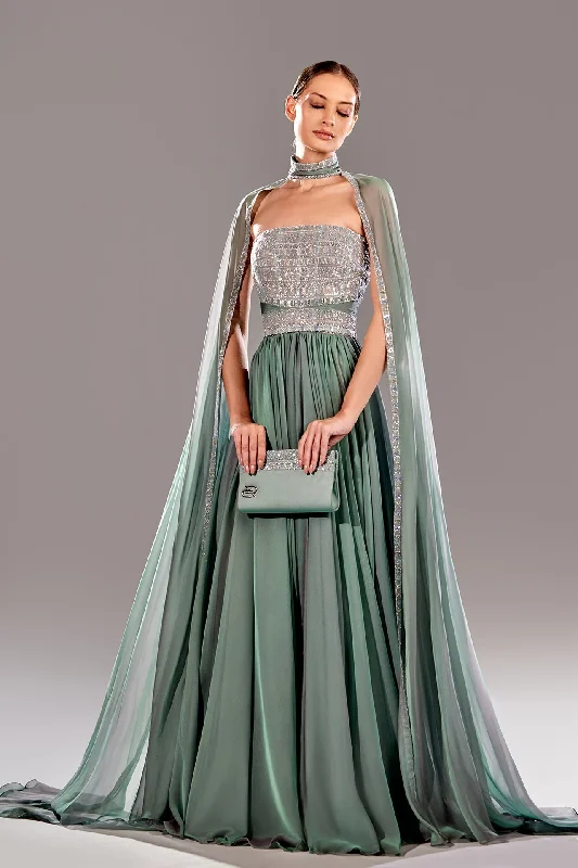 Cape sleeves mousseline dress with beads Tunics Chinos classic