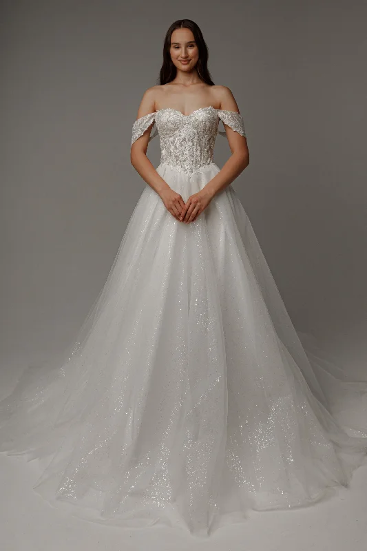 Floral Lace Wedding Dress Kristy with Detachable Cape Tunics Timeless classic