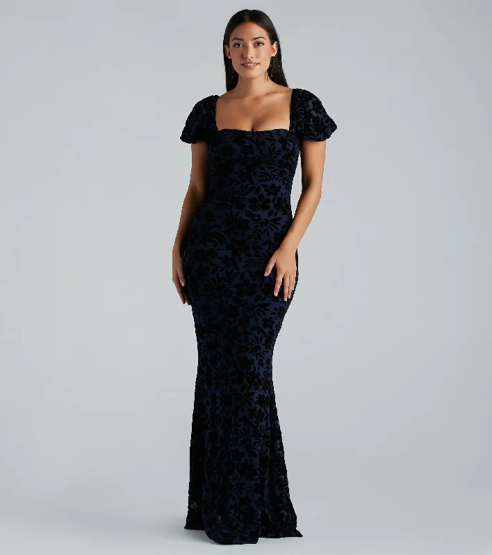 Kathleen Formal Velvet Floral Mermaid Long Dress Tunics Review highly
