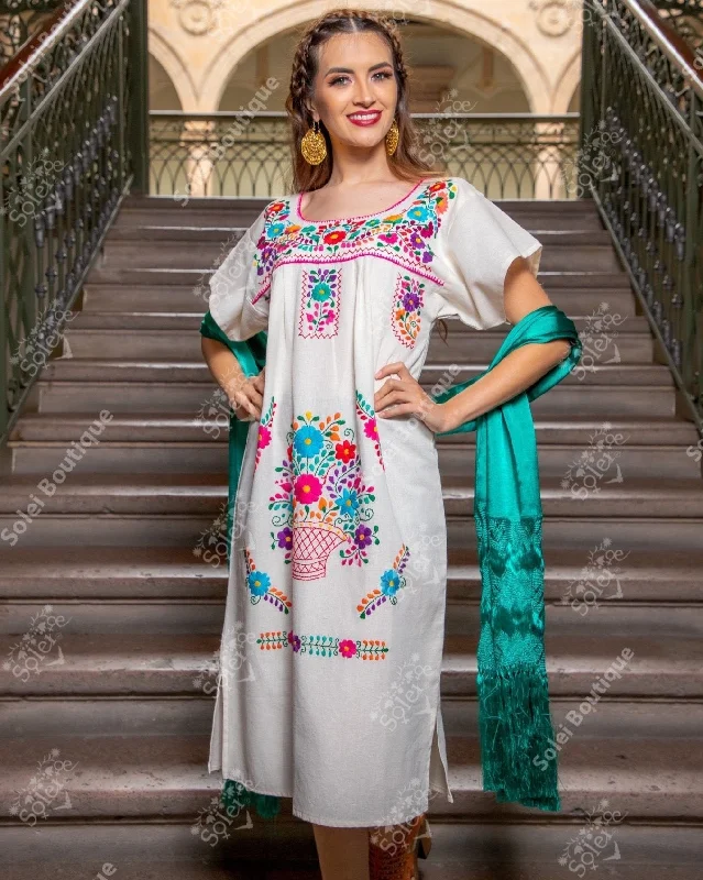 Tehuacan Fino Long Dress Boatneck Modish Everyday