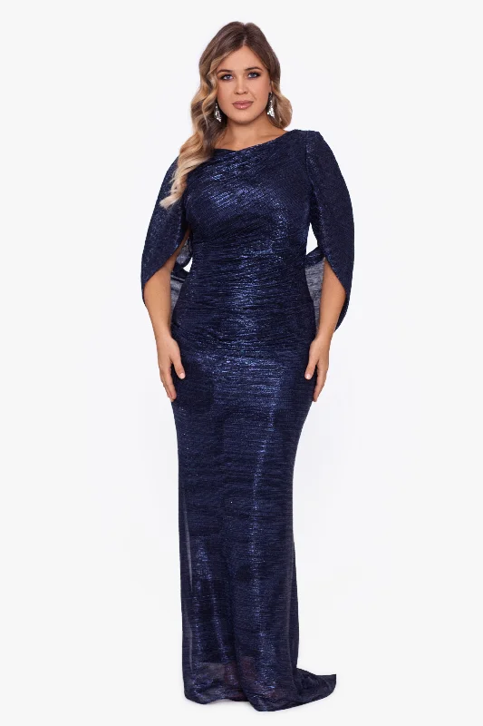 Plus "Elaine" Metallic Crinkle Long Dress Tunics Cozy soft