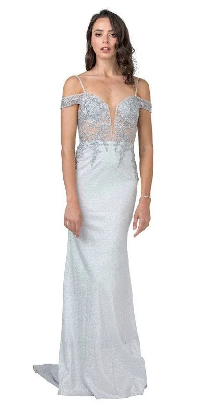Aspeed L2357 Long Dress with Illusion Appliqued Bodice Crew Neckline Sporty