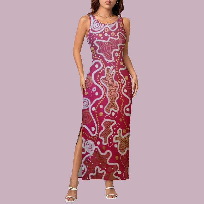 Sleeveless Bodycon Side Slit Long Dress Split Tunics Designer luxury