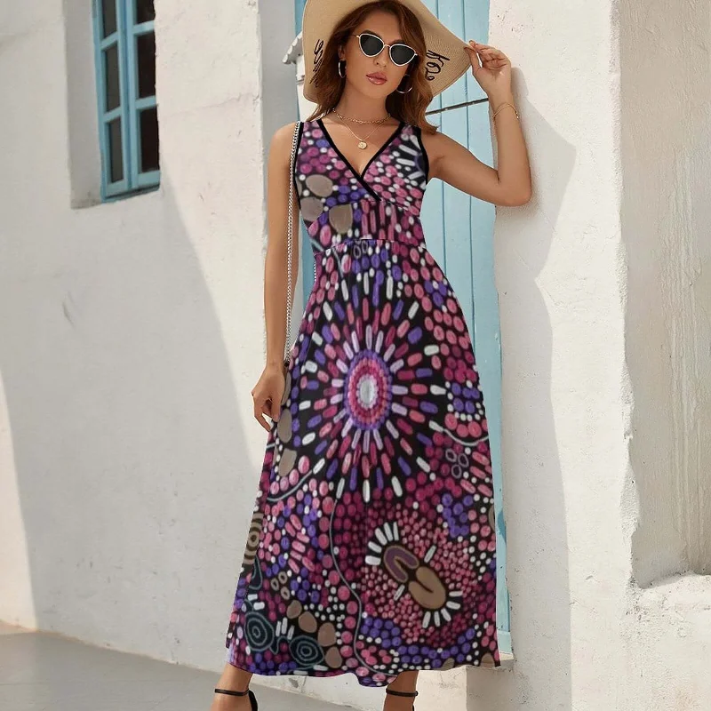 Sleeveless Long Dress Tunics Party sparkling