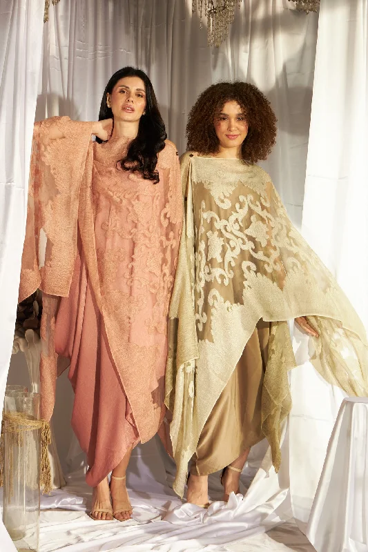 Slip Easy Dress with Organza Cape - Blush Peach Tunics Gym athletic