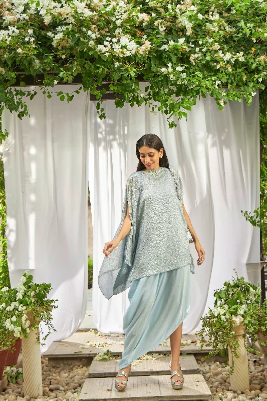 Slip Easy Dress with Shimmer Cape - Pastel Blue Tunics Mesh breathable