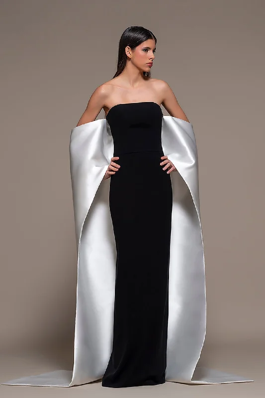 Strapless Column Gown with Cape Tunics Fleece cozy
