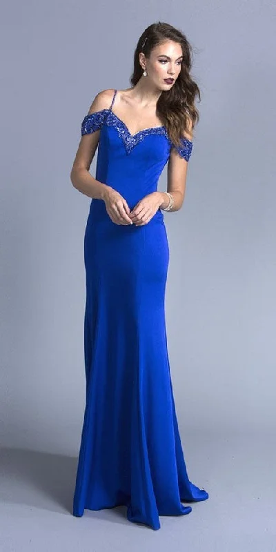 Aspeed L2058 V-Neck Cold-Shoulder Long Dress Tunics Sophisticated sleek