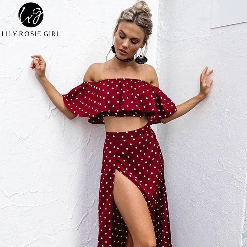 Women Off Shoulder Red Vintage Dot Long Dress Tunics stripes playful