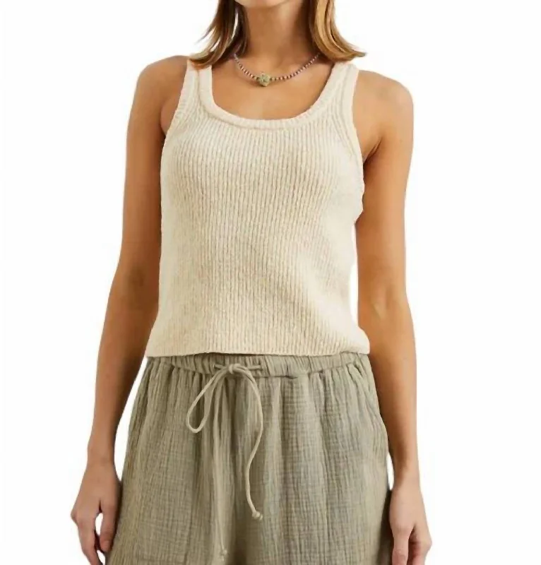Albie Sweater Tank Top In Ivory Terry Blend Velvet Blend Canvas Blend