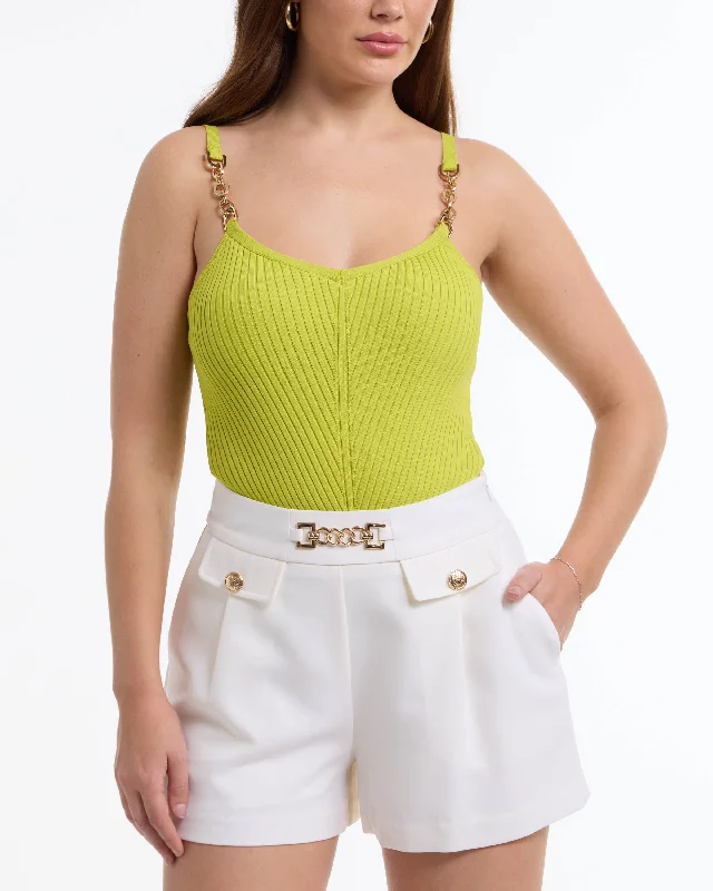 BEBE Women's Hardware Strap Sweater Cami Stylish Fashionable Trendy