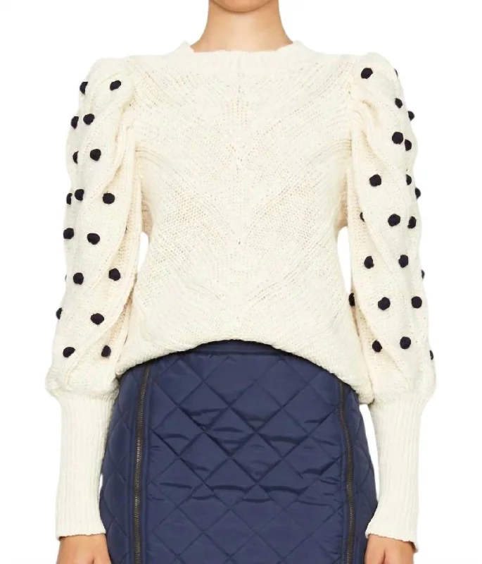 Bridget Sweater In Cream Chenille Blend Fleece Blend Nylon Blend