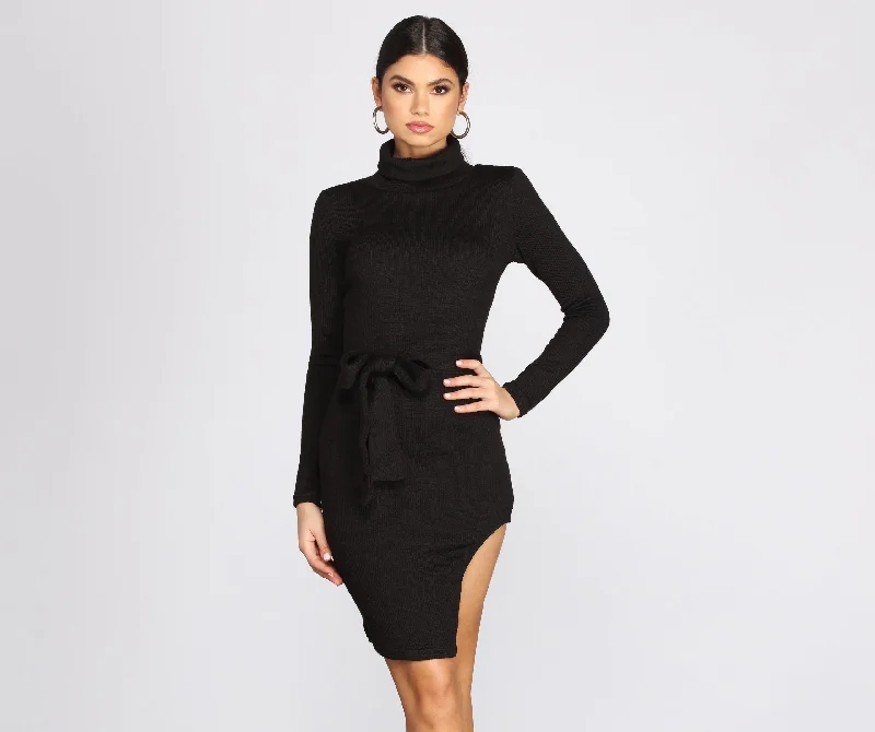 Chic With An Edge Sweater Dress Fleece Sweater Nylon Polyester