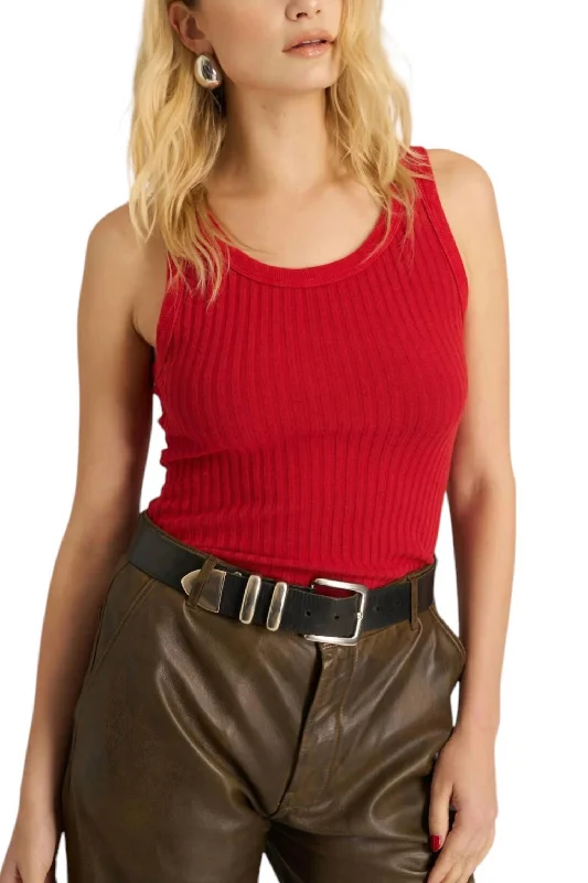 Cooper Sweater Rib Tank Top In Red Machine Wash Dry Clean Hand Wash