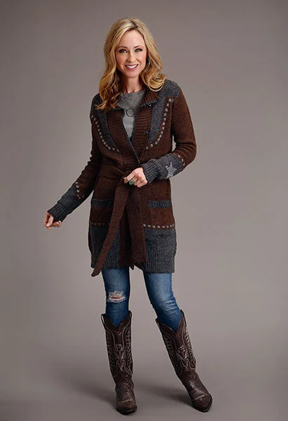 Stetson Women's Belted Steer Head Sweater Soft Cozy Warm