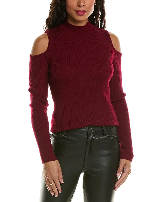 Elie Tahari Cold-Shoulder Wool Sweater Rayon Fabric Velvet Fabric Corduroy Fabric