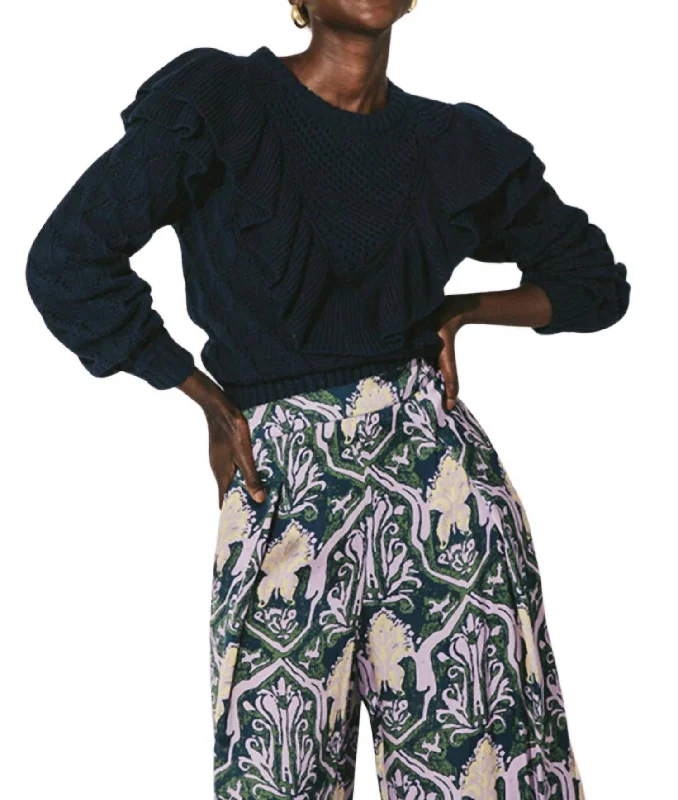 Giada Sweater In Indigo Transparent Opaque Sheer