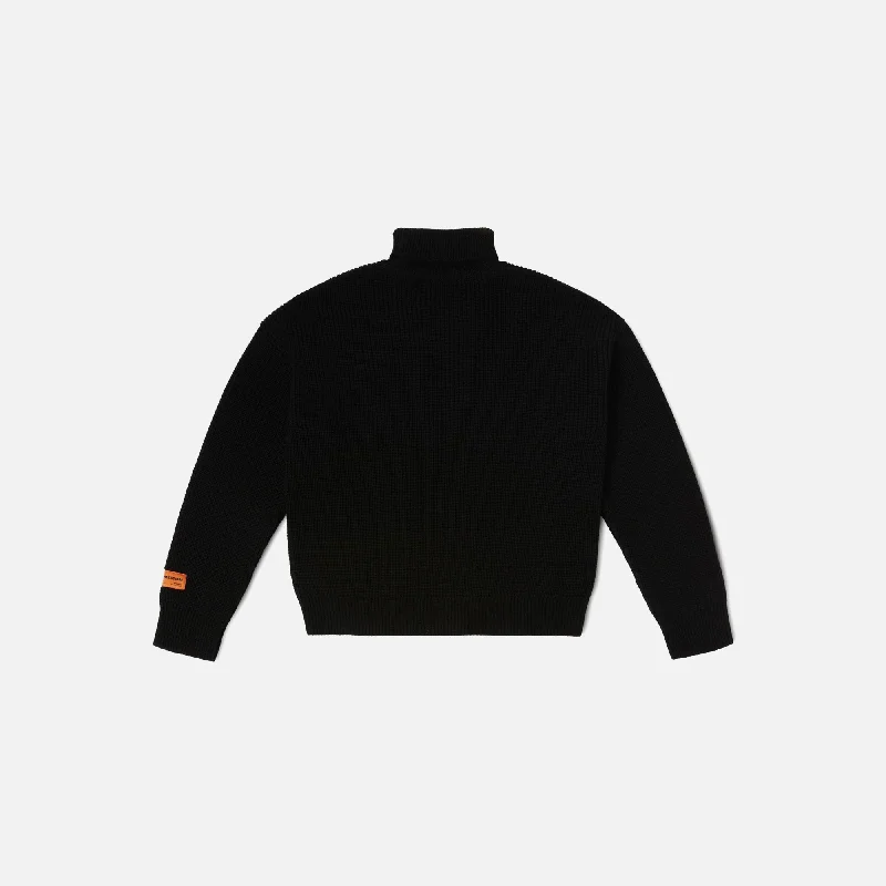 Heron Preston Crop Long Sleeve Rollneck Sweater - Black High Neck Crew Neck V-Neck