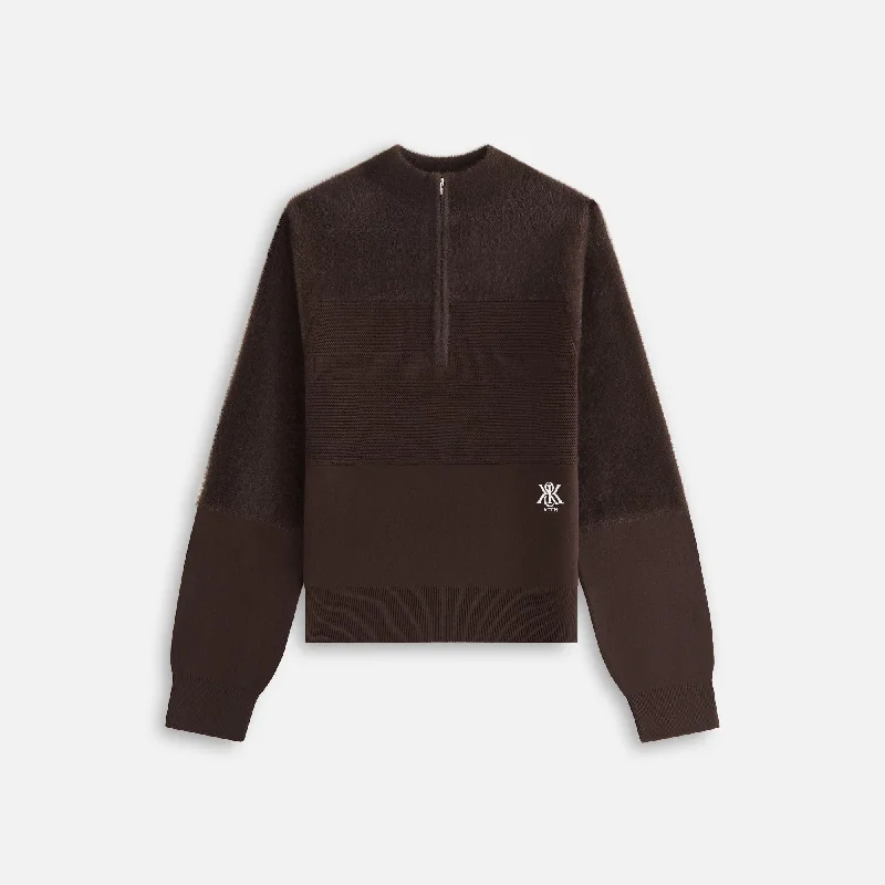 Kith Women Presley Blocked Mohair Zip Sweater - Incognito Glossy Satin Silk