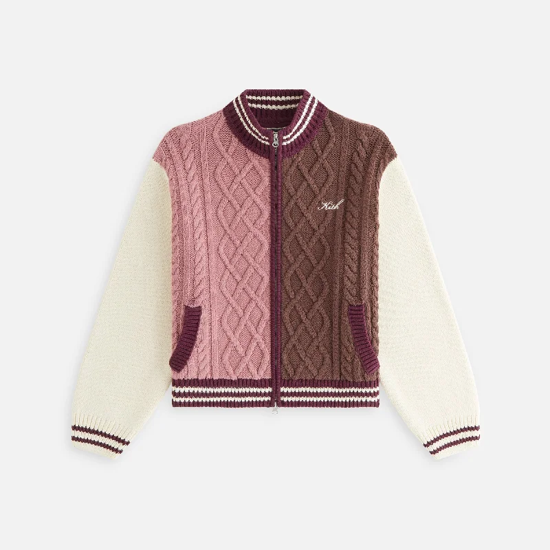 Kith Women Wyler Blocked Full Zip Sweater - Pink Opal Modern Contemporary Chic