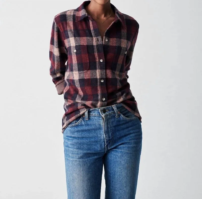 Legend Sweater Shirt In Burchfield Plaid Solid Print Embellished