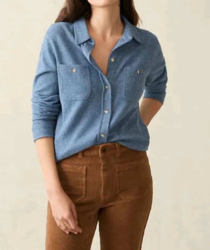 Legend Sweater Shirt In Glacier Blue Twill Herringbone Houndstooth Plaid