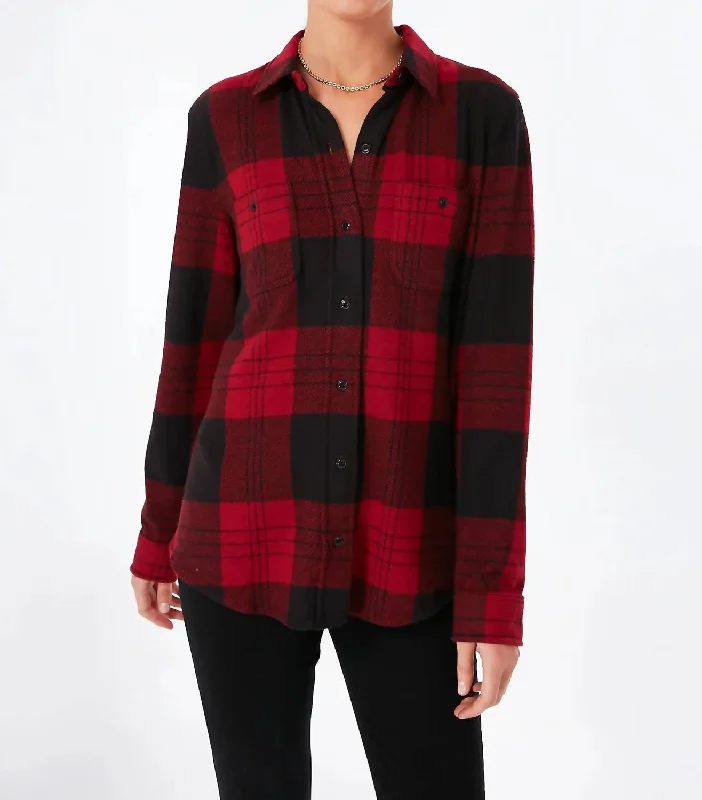 Legend Sweater Shirt In Orchard House Plaid Embroidered Appliqued Beaded
