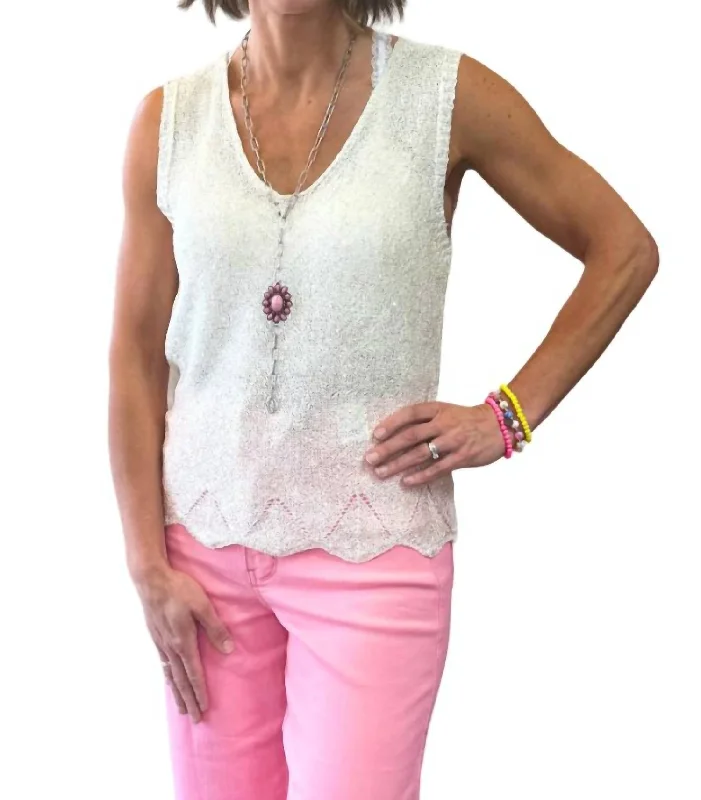 Little Sparkle Sweater Tank In Ivory Jersey Fabric Tulle Fabric Batik Fabric