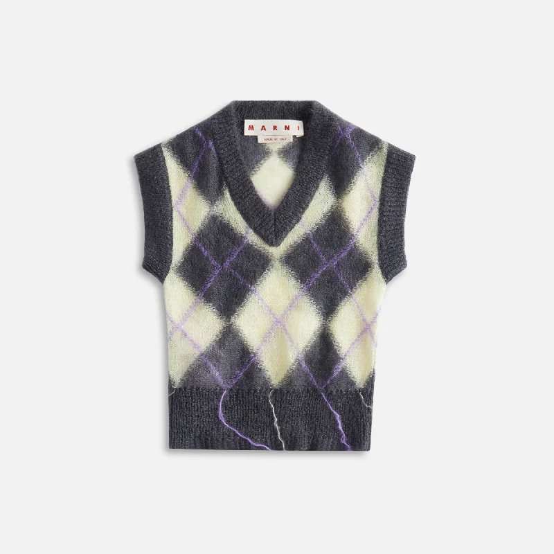Marni V-Neck Sweater - Endive Satin Fabric Silk Fabric Chiffon Fabric