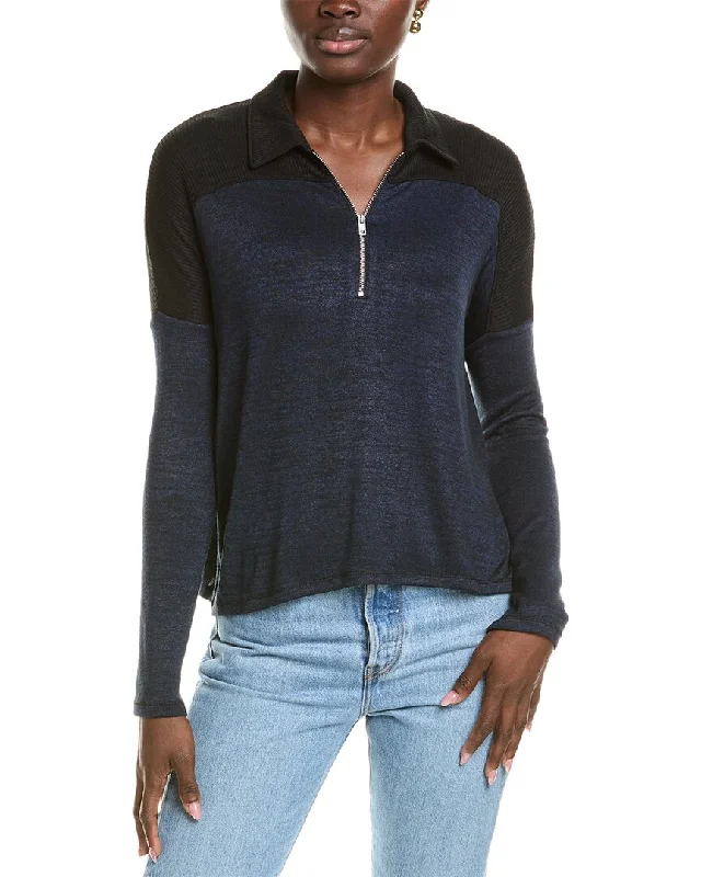 rag & bone The Knit Zip Polo Sweater Spandex Rayon Corduroy