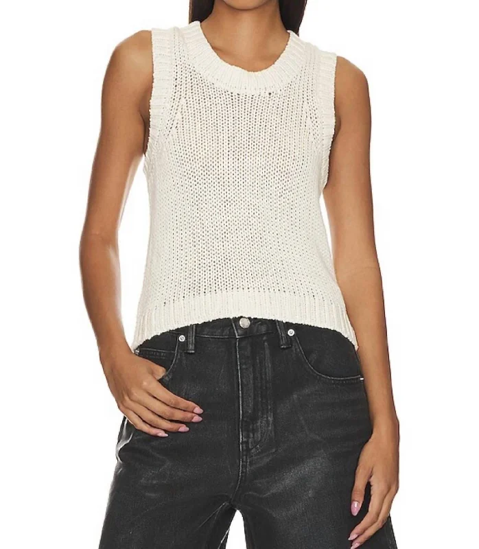 Sweater Tank In Cream Fitted Slim Tailored