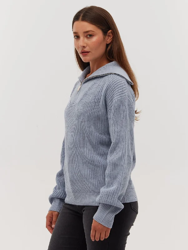 Thurynn Oversize Zippered Funnel Sweater Transparent Opaque Sheer