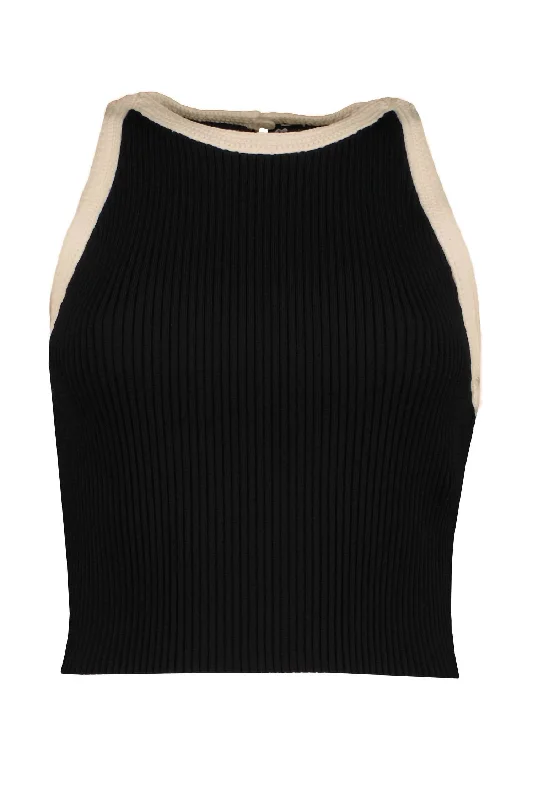 Women's Candace Sweater Tank Top In Black Collared Crew Neck Turtle Neck