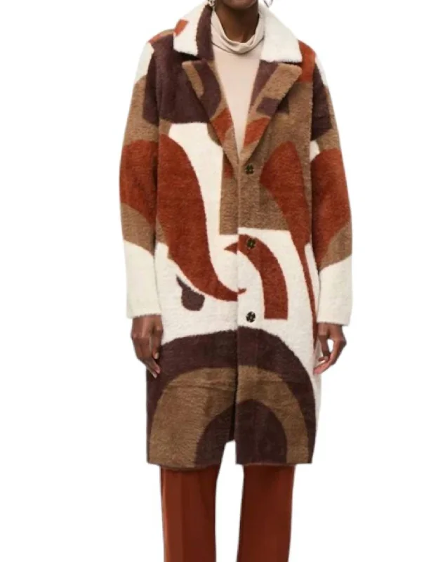 Abstract Feather Yarn Sweater Coat In Cinnamon Faux Fur Fabric Real Fur Fabric Shearling Fabric Abstract Feather Yarn Sweater Coat In Cinnamon Faux Fur Fabric Real Fur Fabric Shearling Fabric