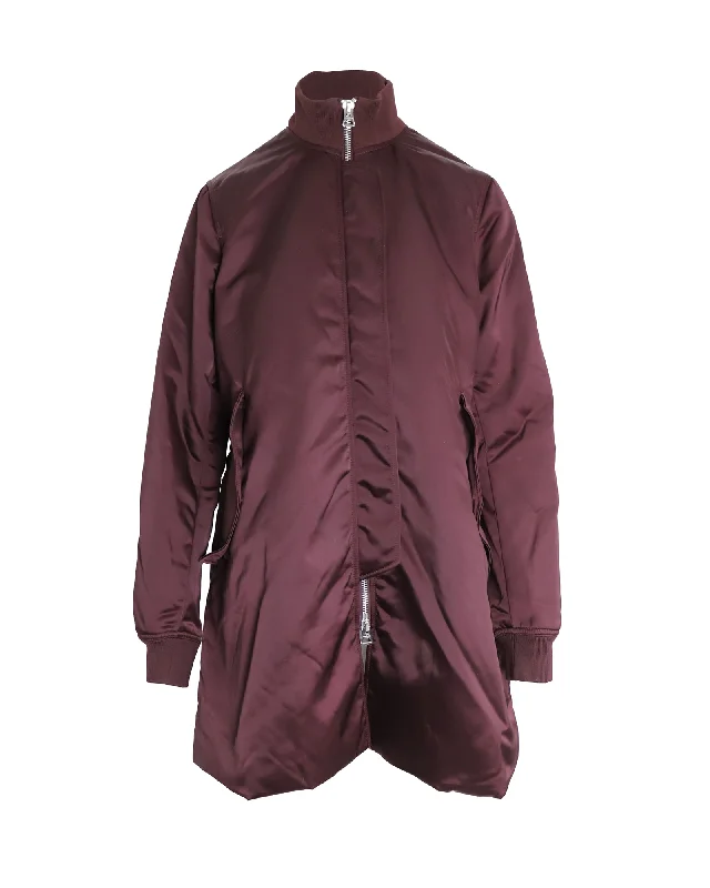 Acne Studios Aude Long Bomber Jacket in Burgundy Nylon Herringbone Jacket Checkered Jacket Solid Jacket Acne Studios Aude Long Bomber Jacket in Burgundy Nylon Herringbone Jacket Checkered Jacket Solid Jacket