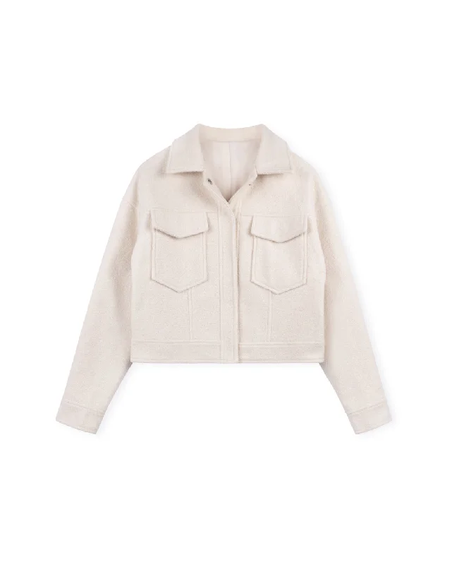 Aloft Seam Detailed Jacket A-Line Jacket Boat Neck Shawl Collar