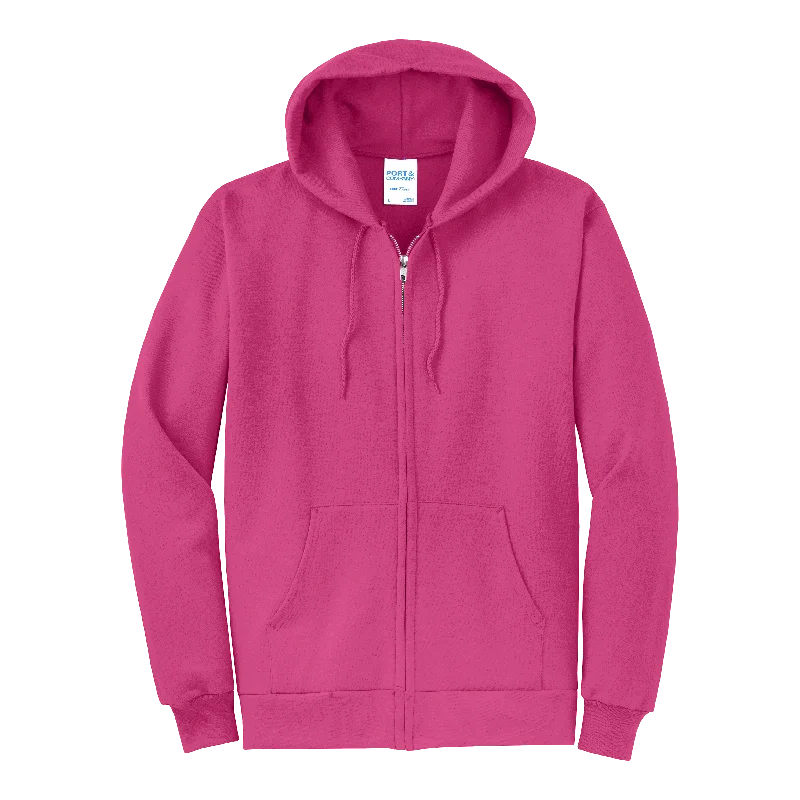 B2354 Core Fleece Full-Zip Hooded Sweatshirt Hoodie with Zipper Placket Modern Functional