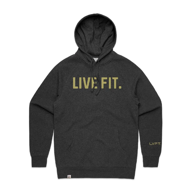 Classic Live Fit Hoodie - Charcoal Heather Hoodie with Full-Zip Functional Layering