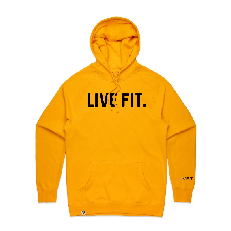 Classic Live Fit Hoodie - Gold Hoodie with Toggle Buttons Decorative Unique