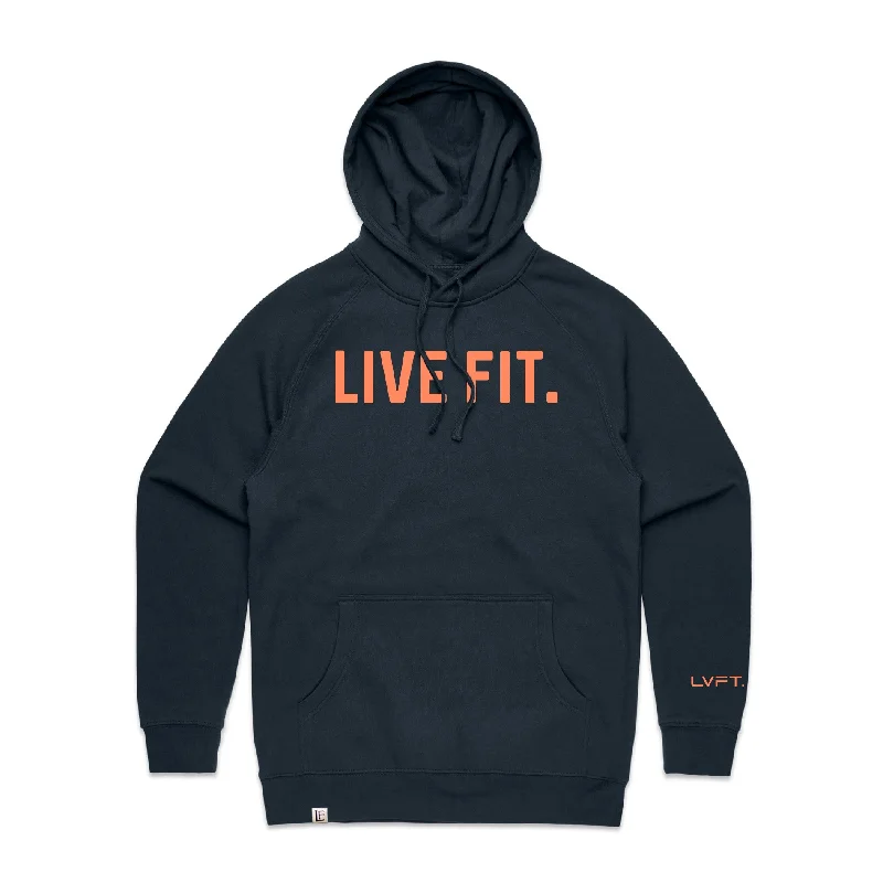Classic Live Fit Hoodie - Navy Hoodie with Double Zipper Versatile Adjustable