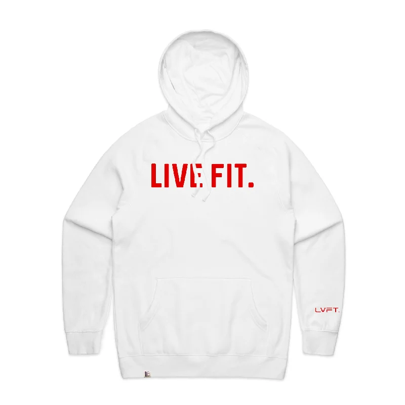 Classic Live Fit Hoodie - White Hoodie with Zipper Placket Modern Functional