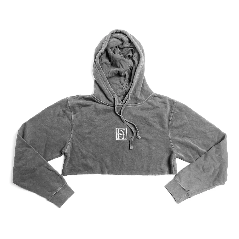 Crop Hoodie - Stone Cotton Hoodie Fleece Lining Warmth
