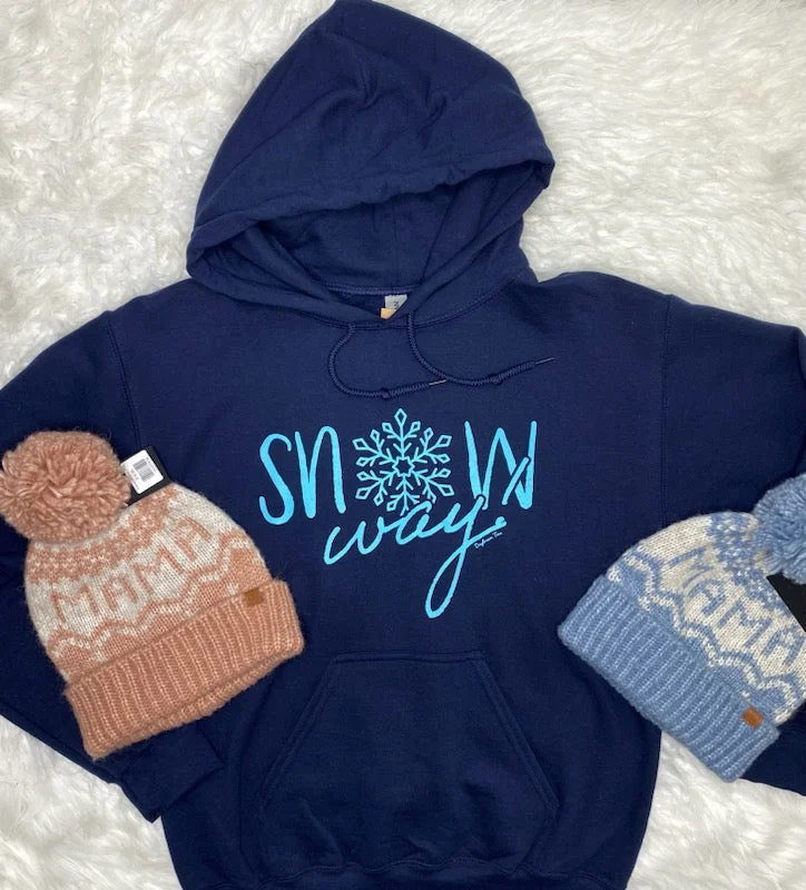 Daydream Tees Snow Way Navy Hoodie Hoodie with Contrast Stitching Detailed Premium