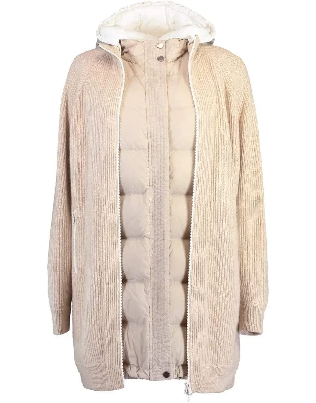 English Ribbed Zip Puffer Jacket Zip Front Button Front Snap Front