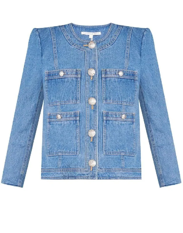 Ferazia Denim Jacket Front Pockets Side Pockets Patch Pockets